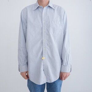 Brooks Brothers Blue Pinstripe Traditional Fit Button Down Polo Dress Shirt 17